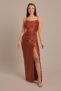 Celebrate DB Studio Sculpting Satin Cowl Neck Ruched Dress
