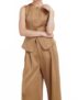 FLYING TOMATO Solid Woven Vest Top beige Large female