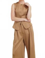 FLYING TOMATO Solid Woven Vest Top beige Large female